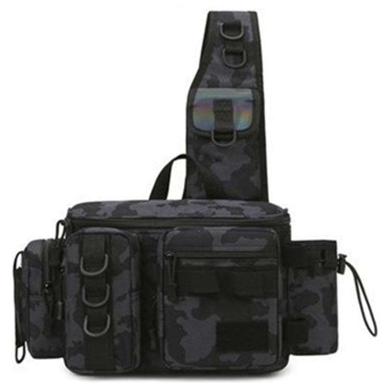 Bolso Mochila Bandolera negro-camu